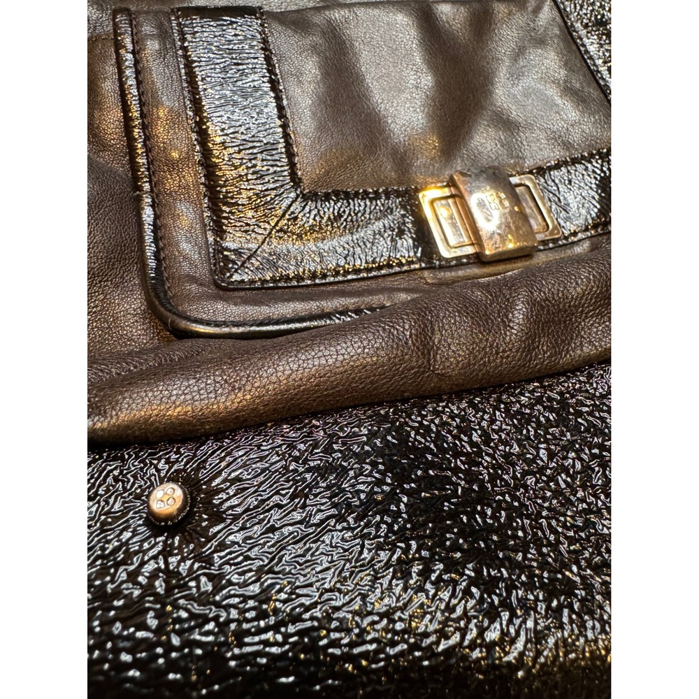 Kate spade Black Leather Patent Satchel Handbag Silver Hardware Shoulder Bag - Picture 3 of 16